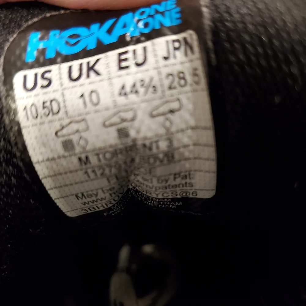 Hoka Men's Torrent 3 Black & Blue Athletic Running Shoes Size 10.5D - Picture 13 of 13